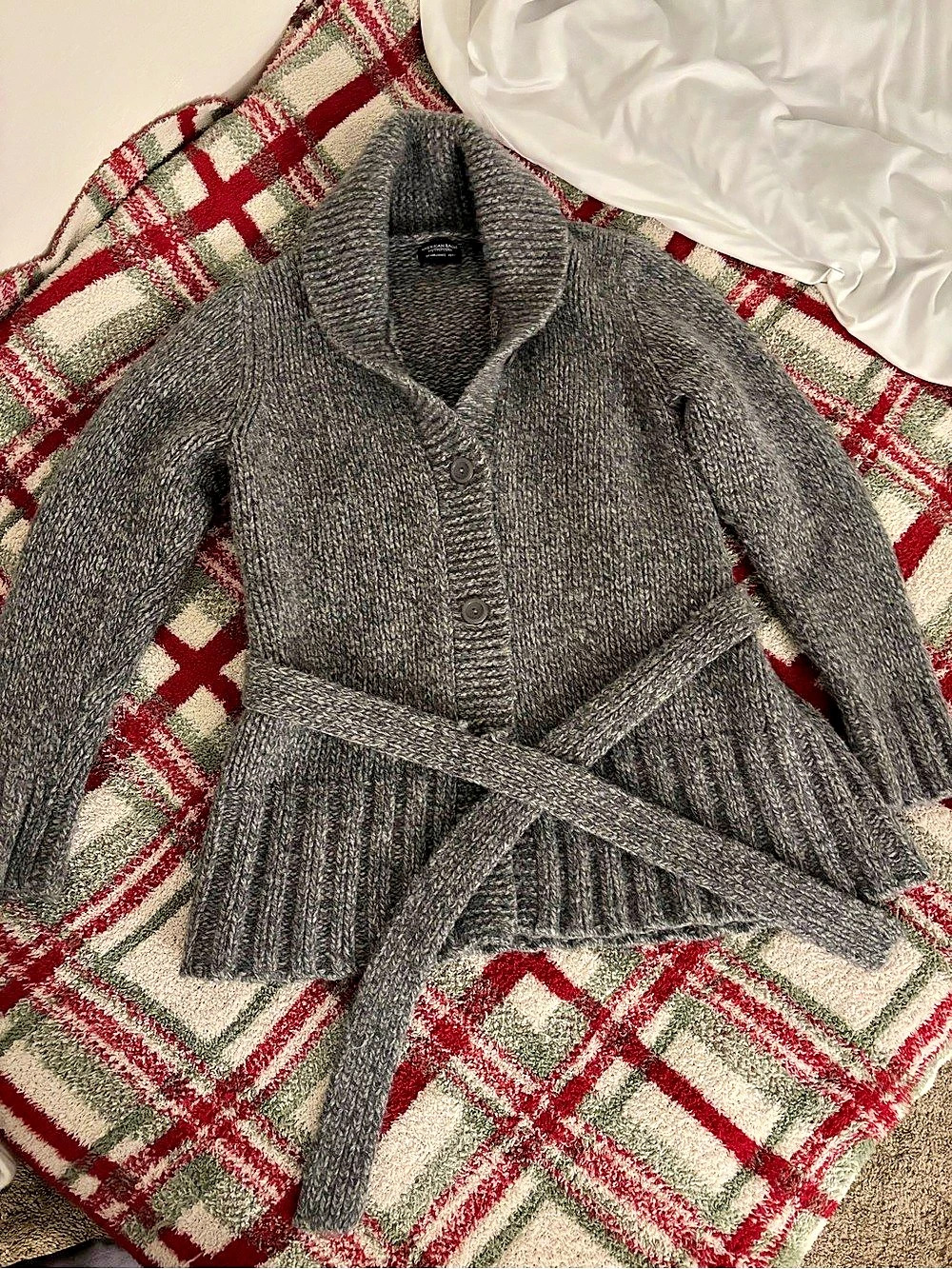 Vintage American Eagle  Belted dark Gray Cardigan, Like New